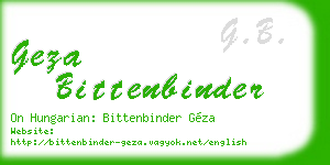 geza bittenbinder business card